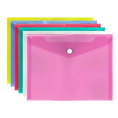 Image of Pixel® A5 Popper Wallet Folder Document Bag Assorted Colours (Pack of 12)
