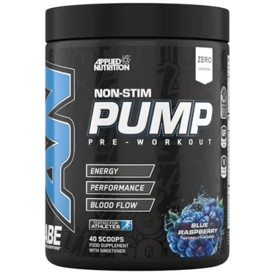 Image of Applied Nutrition ABE Pump Pre Workout All Black Everything Stim Free Powder Pump, Energy &amp; Strength with Citrulline, Creatine, Beta Alanine (500g 40 Servings) (Blue Razz)