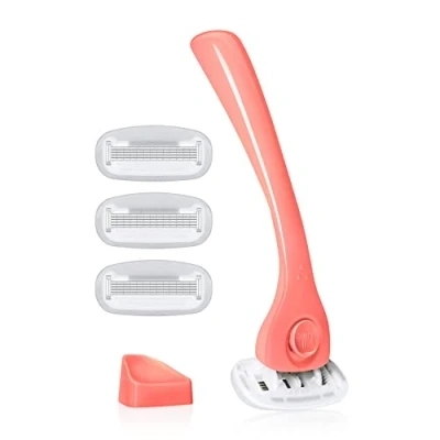 Image of billie Razors for Women Shave Kit Women’s Razor + 4 x 5 Blade Refills Magnetic Holder Coral