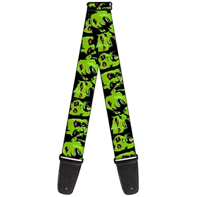 Image of Buckle Down GS W32631 Guitar Strap Zombie Expressions Black Green Red, Multicolour, 1.0 in*54.0 in*2.0 in