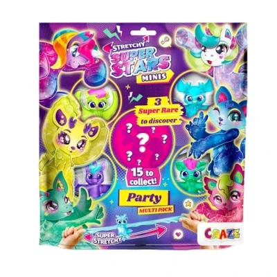 Image of CRAZE Stretchy Superstars Minis Multipack Party Pack of 5 Elastic Action Figures for Children, Sticky &amp; Superhero to Collect