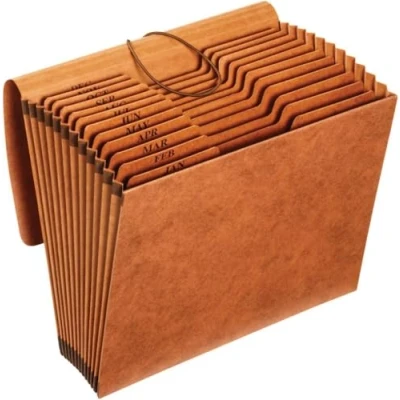 Image of Globe Weis/Pendaflex Heavy Duty Expanding File with Flap, 12 Monthly Pockets, 1/3 Cut Tabs, Brown, Letter Size (R117MLHD)