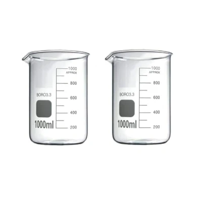 Image of Rocwing 1000ml Boro 3.3 Glass Graduated Measuring Beaker for Lab or Kitchen 2 in a Pack