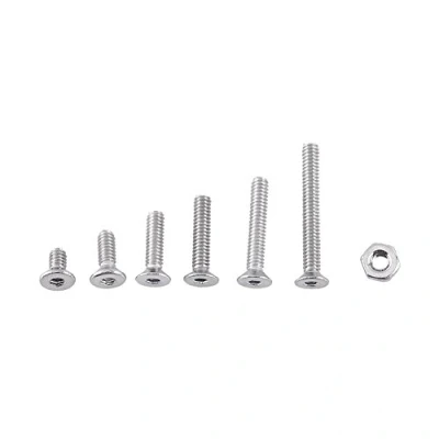 Image of 250pcs M2 Hex Socket Screws with Nuts Assortment A2 Stainless Steel, Full Thread, Plain Finish(C: Flat head)