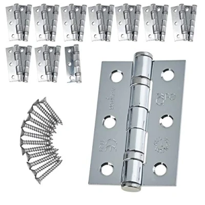 Image of Door Hinge 3&quot; / 76mm Polished Chrome Ball Bearing Washer CE Grade 7 for Fire 10 Pair
