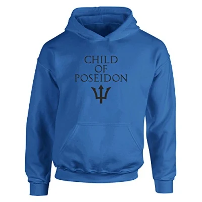 Image of Child of Poseidon, Kids Printed Hoodie Royal Blue/Black 9 11 Years