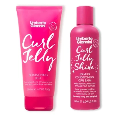 Image of Umberto Giannini Curl Jelly Scrunching 200ml and Shine Leave In Conditioner Duo 180ml Vegan &amp; Cruelty Free