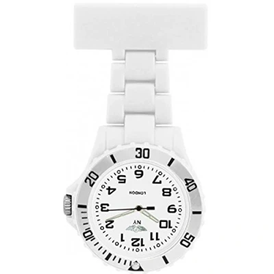 Image of Prince London NY New York rubberised plastic nurses fob watch with pin White