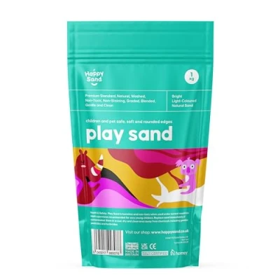 Image of Leap Horse Children&#039;s Play Sand, 1KG Non Toxic, Premium Grade, Natural Washed Pit Sand Bag, Safe for Kids, Pets and Aquarium, Tested to BS EN 1177 Standards