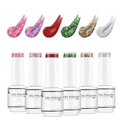 Image of Nicedeco Christmas Colour Gel Nail Polish Set, UV/LED Soak Off Art Manicure Pedicure, Salon &amp; Home Use Long Lasting Easy to Apply 6pcs x 8ml Kit11