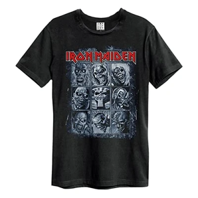 Image of Amplified Official Mens Iron Maiden 9 Eddies T Shirt Black Large Chest 40 42 Inches