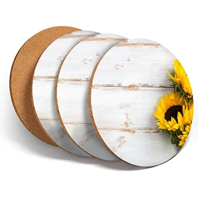 Image of 4 Set Sunflower Pretty Yellow Flowers Coasters Kitchen Drinks Coaster #14826