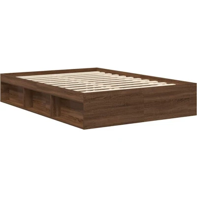 Image of vidaXL Bed Frame without Mattress Brown Oak 135x190 cm Double
