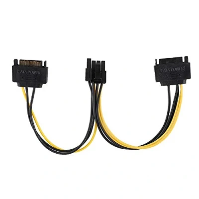 Image of DUAL SATA 15pin Male to 8pin(6+2) Female PCI E Power Adapter Cable 20cm Compatible with 3.5 &quot;/2.5&quot; hard disk for WINDOWS systems, LINUX MAC