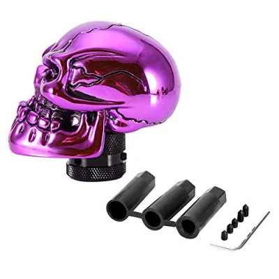 Image of EBTOOLS Skull Gear Shift Knob Car Universal Lever,Skeleton Head Modified Stick Lever Shifter (Purple)