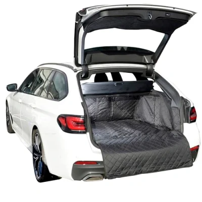 Image of UK Custom Covers QBL364 Tailored Waterproof Quilted Boot Liner Mat Black To Fit Bmw 5 Series Touring (G31) 2017 Onwards