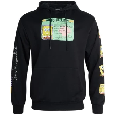 Image of Nickelodeon Men’s Spongebob and Patrick Fleece Sweatshirt Men Women’s Unisex Pullover Hoodie (Size: S XL), Black, XS