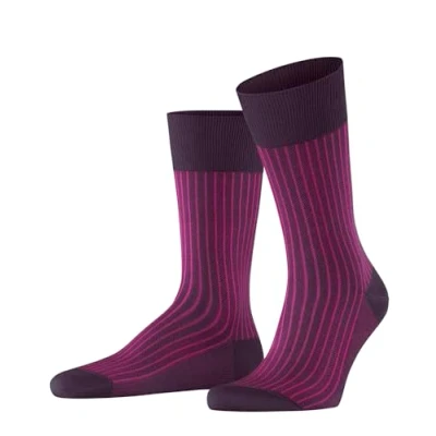 Image of FALKE Men&#039;s Oxford Stripe M SO Cotton Patterned 1 Pair Socks, Purple (Aubergine 8282), 7 8