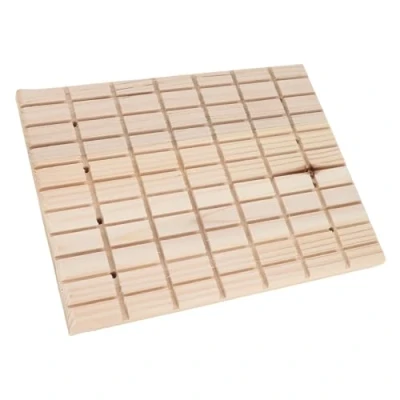 Image of Claws Scratching Board, 100% Natural Wood Square Grooves Grinding Deck Primary Color Scratcher Small Animal Toy for Hamster Hedgehog Chinchilla Rabbit