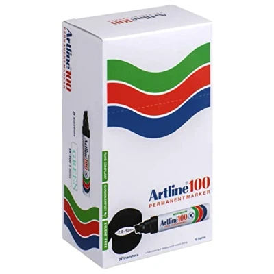 Image of Artline 100 7.5 12mm Giant Chisel Tip Permanent Marker Green [Pack of 6]