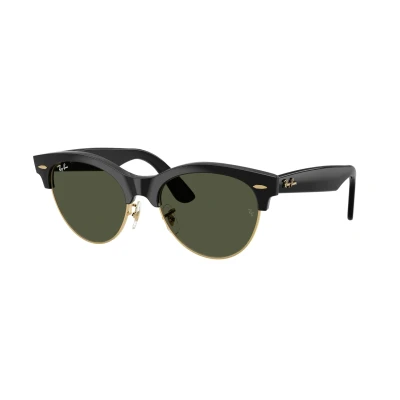 Image of Ray Ban Unisex RB2341 CLUBMASTER WAY 901/31 Sunglasses Acetate Black Green Squared Normal