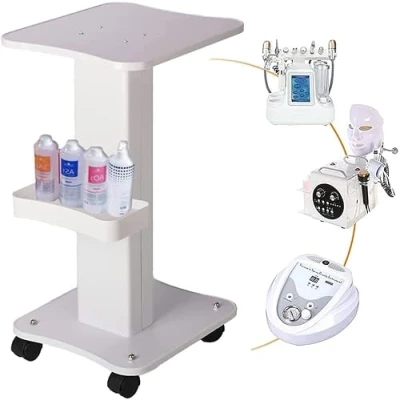 Image of ybaymy Salon Trolley Cart on Wheels,Beauty Cart, 2 Tiers Rolling Tray Spa Service for Esthetician Steel Mobile Beauty Medical Instrument