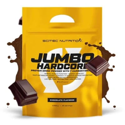 Image of Scitec Nutrition Jumbo Hardcore, High Protein Weight Gainer with Amino Select Matrix, Superfoods, Creatine and 7 carbohydrates, Gluten Free Lactose Free, 5355 g, Chocolate