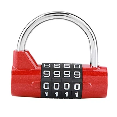 Image of Sonew 4 Dial Digit Code Combination Padlock, Gym Locker, Security Password Lock for Gym, School, Employee Locker Travel Suitcase(Red)