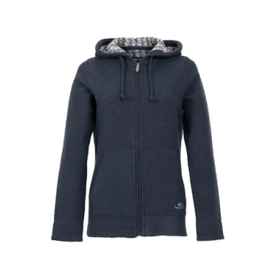 Image of Weird Fish Weylin FULL ZIP ECO Macaroni Hoodie Washed TEAL Cardigan, Women&#039;s, Size: 10, Navy