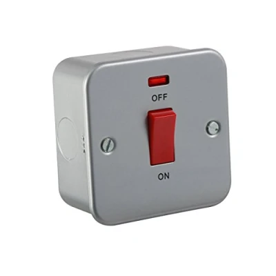 Image of KnightsBridge 45A 1G DP 230V Metal Clad Switch With Neon