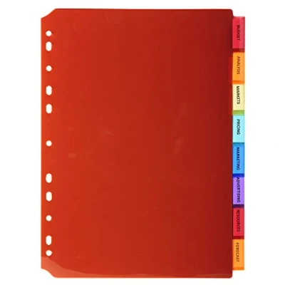 Image of Exacompta Ref 3908E PP Document Dividers Suitable for Use With A4 Documents, Made from Polypropylene, Pre Punched &amp; Printed 8 Part Multicoloured