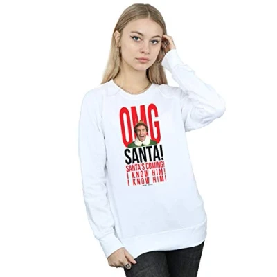 Image of Elf Women&#039;s OMG Santa I Know Him Sweatshirt White Large