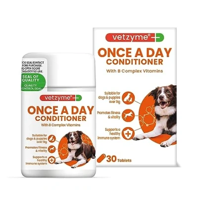 Image of Vetzyme Once a Day Conditioning Tablets for Dogs (30 Tablets) With B Complex Vitamins to Promote Fitness and Support Healthy Immune System