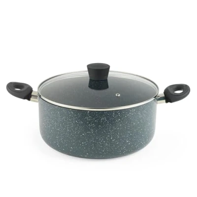 Image of Russell Hobbs RH03410EU7 Nightfall Stone 28cm Stockpot Non Stick Saucepan, Tempered Glass Lid, Induction Safe, Durable Aluminum Cookware, Soup Pan, Easy Clean