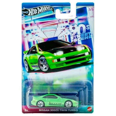 Image of Hot Wheels 90s Street Scene Nissan 300ZX Twin Turbo, 3/5, Green