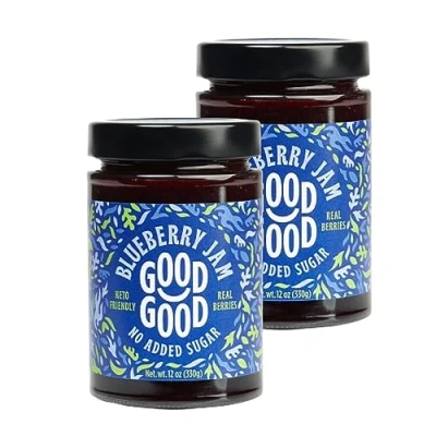 Image of GOOD Sweet Blueberry Jam Keto Friendly Low Calorie Without Added Sugars Vegan Gluten Free Preserves 330g x2