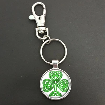 Image of Celtic Shamrock Good Luck Pendant On A Spring Hook Keyring Bag Tag Ideal Birthday Lucky Keepsake Gift N505