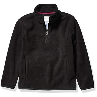 Image of Amazon Essentials Girls&#039; Quarter Zip Polar Fleece Jacket, Black, 8 Years