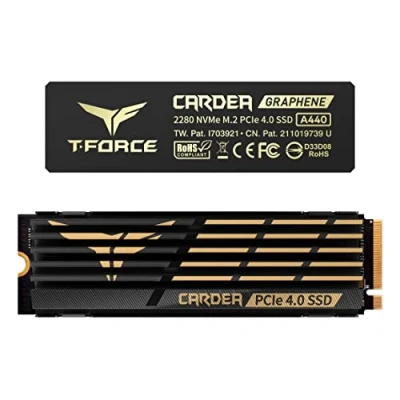 Image of TEAMGROUP T Force CARDEA A440 Graphene &amp; Aluminum Heatsink 1TB with DRAM SLC Cache 3D NAND TLC NVMe PCIe Gen4 x4 M.2 2280 Gaming Internal SSD Read/Write 7,000/5,500 MB/s TM8FPZ001T0C327