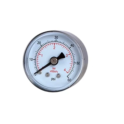 Image of JIVTO Dry pressure Gauge, 1 1/2&quot; Dia,0 60 Psi,0 4 Bar, 1/8&quot; BSPT Back Mount,Steel case, Brass Connection,PC Window