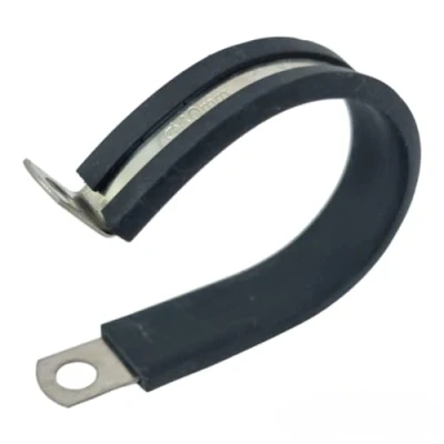 Image of 40mm Rubber Lined P Clips Stainless Steel Hose Pipe Clamp Pack of 5