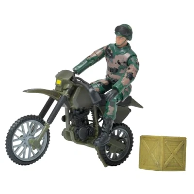 Image of WORLD PEACEKEEPERS from Peterkin 9.5cm Military Figure with Motorbike 1:18 Scale Action Figures &amp; Accessories Ages 3+