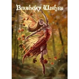 Image of Anne Stokes Fairy Birthday Card Autumn