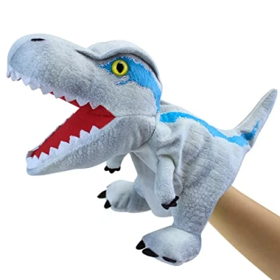 Image of Hand Puppets Dinosaur for Kids, Toys Boys Girls, Plush Stuffed Animal Story Gifts 3 6 Year Old Boy (Velociraptor)