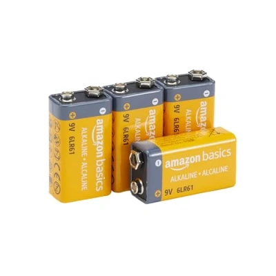 Image of Amazon Basics 9 Volt Everyday Alkaline Batteries, 4 Count (9V/6LR61) (Appearance may vary)