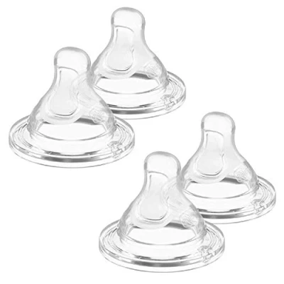 Image of Chicco &quot;Mama Effect&quot; Silicone Teat Pack of 4 // 2 Months+ Size Medium Flow Made in Italy