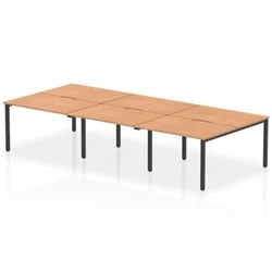 Image of Evolve Plus 1200mm B2B 6 Person Office Bench Desk Oak Top Black Frame