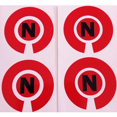 Image of Crown Green Lawn Indoor Bowls Adhesive Lettered Coloured Marker Labels Set of 4 (Red, N)