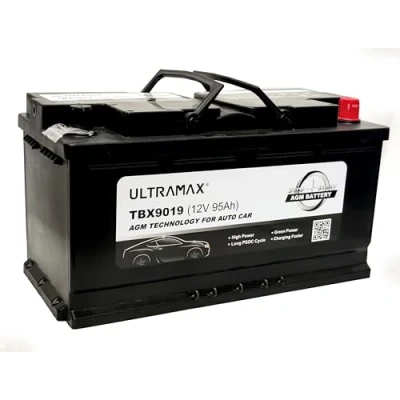 Image of ULTRAMAX ADVANCED AGM/AGM PLUS 12V 95Ah START STOP Leisure Marine Battery Low Box 2 Year Guarantee (019, YBX9019)