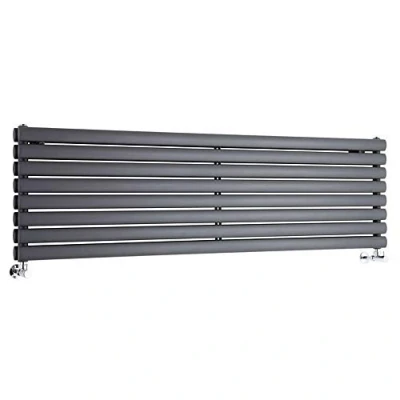 Image of Milano Aruba Anthracite Horizontal Double Oval Panel Radiator 472mm x 1600mm